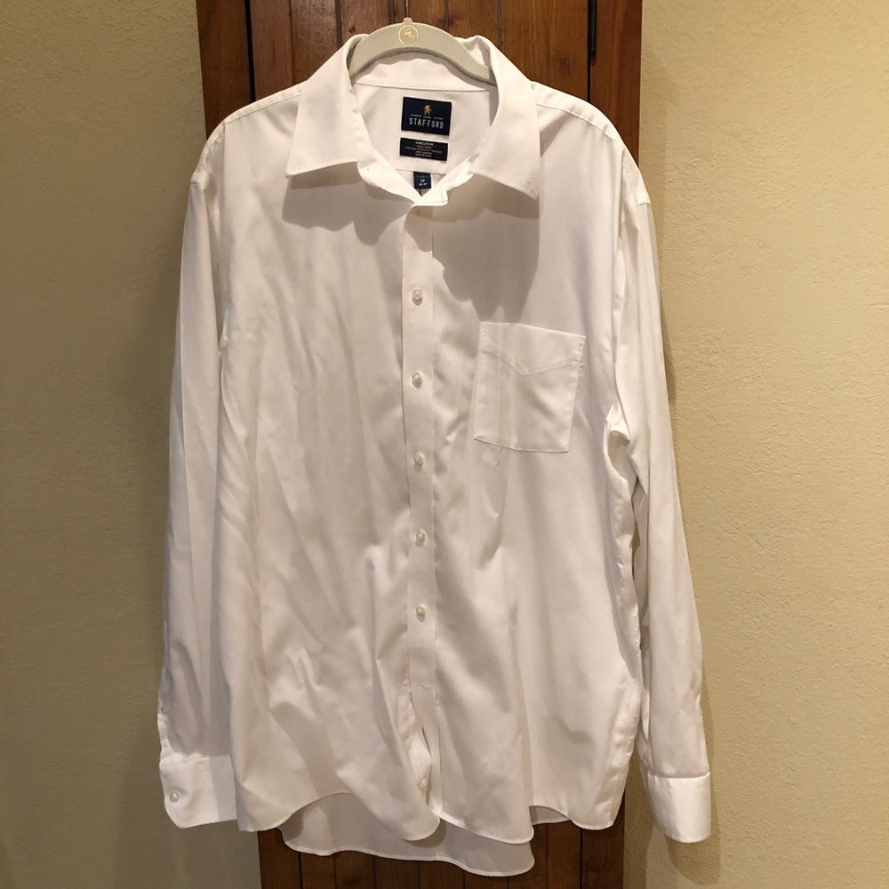 Stafford Executive, White, Regular Fit, Size 17 (36-37), Long Sleeve Shirt